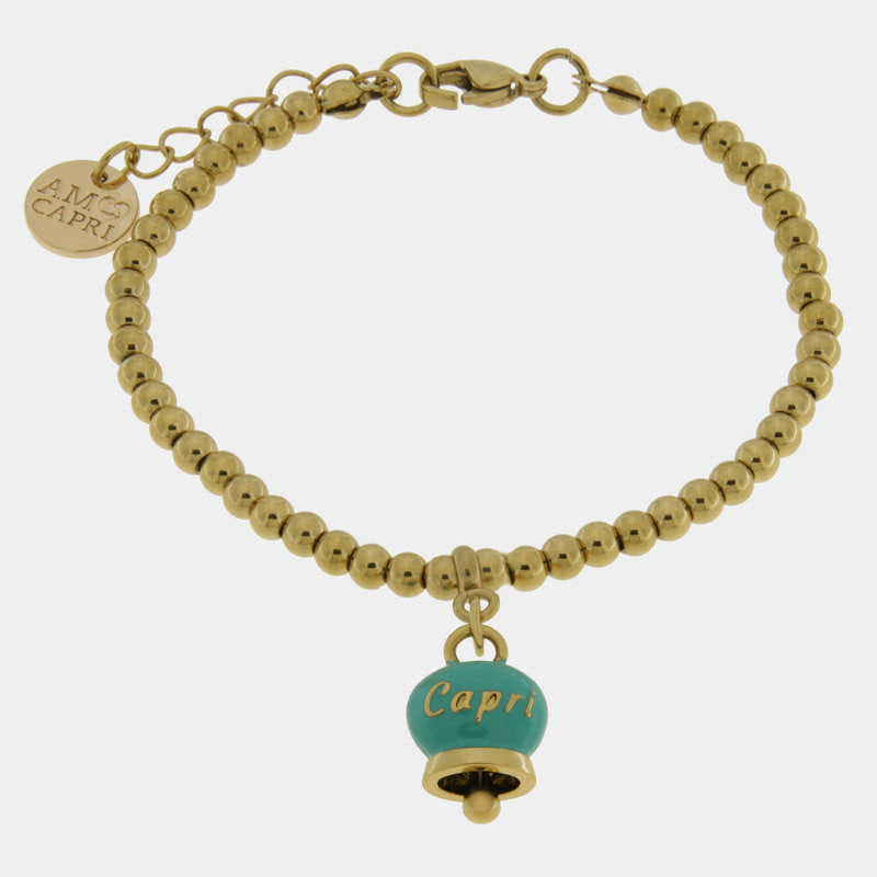 Br. Amocapri sfere e campanella scritta Capri - bracciale - AMO CAPRI