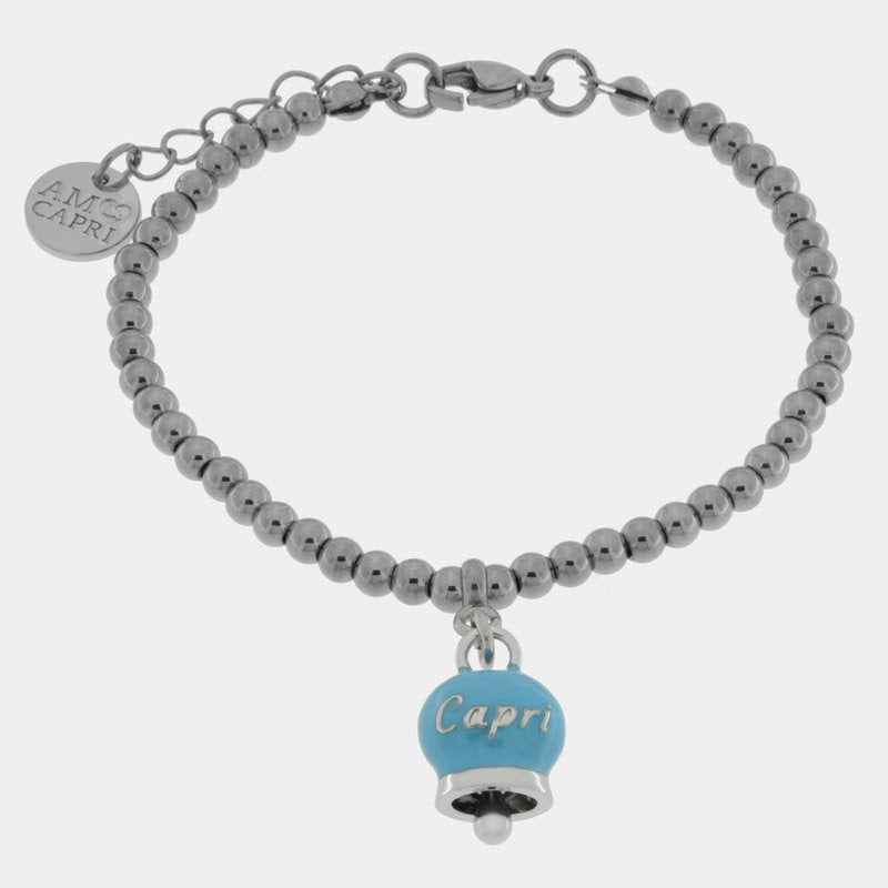 Br. Amocapri sfere e campanella scritta Capri - bracciale - AMO CAPRI