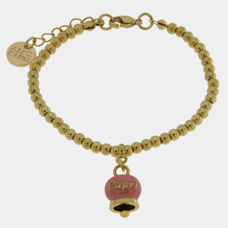 Br. Amocapri sfere e campanella scritta Capri - bracciale - AMO CAPRI