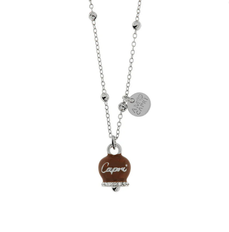 collana amo capri con campanella e zirc - collana con ciondolo - AMO CAPRI