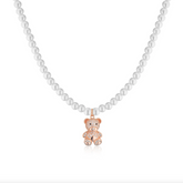 COLLANA DI PERLE CON ORSETTO ARGENTO 925%