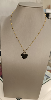 COLLANA MODELLO ROSARIO CON CUORE ACCIAIO