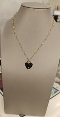 COLLANA MODELLO ROSARIO CON CUORE ACCIAIO