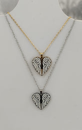 COLLANA CON ALI E CUORE IN ACCIAIO
