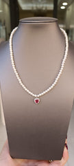 COLLANE DI PERLE CON CIONDOLI A CUORE ZIRCONATI ARGENTO 925%