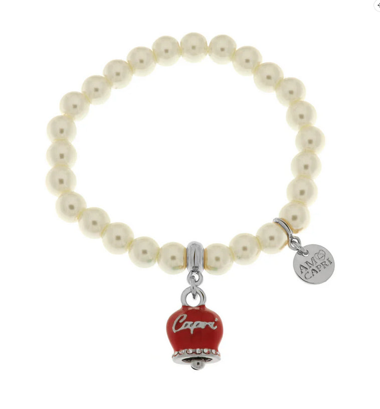 Br. Amocapri perle camp. Big scritta capri - bracciale - AMO CAPRI