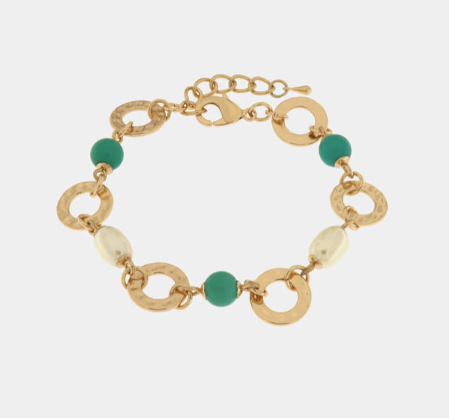 Br. Amovenezia con pietre verdi e perle - bracciale - amo venezia