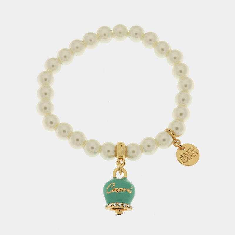 Br. Amocapri perle camp. Big scritta capri - bracciale - AMO CAPRI