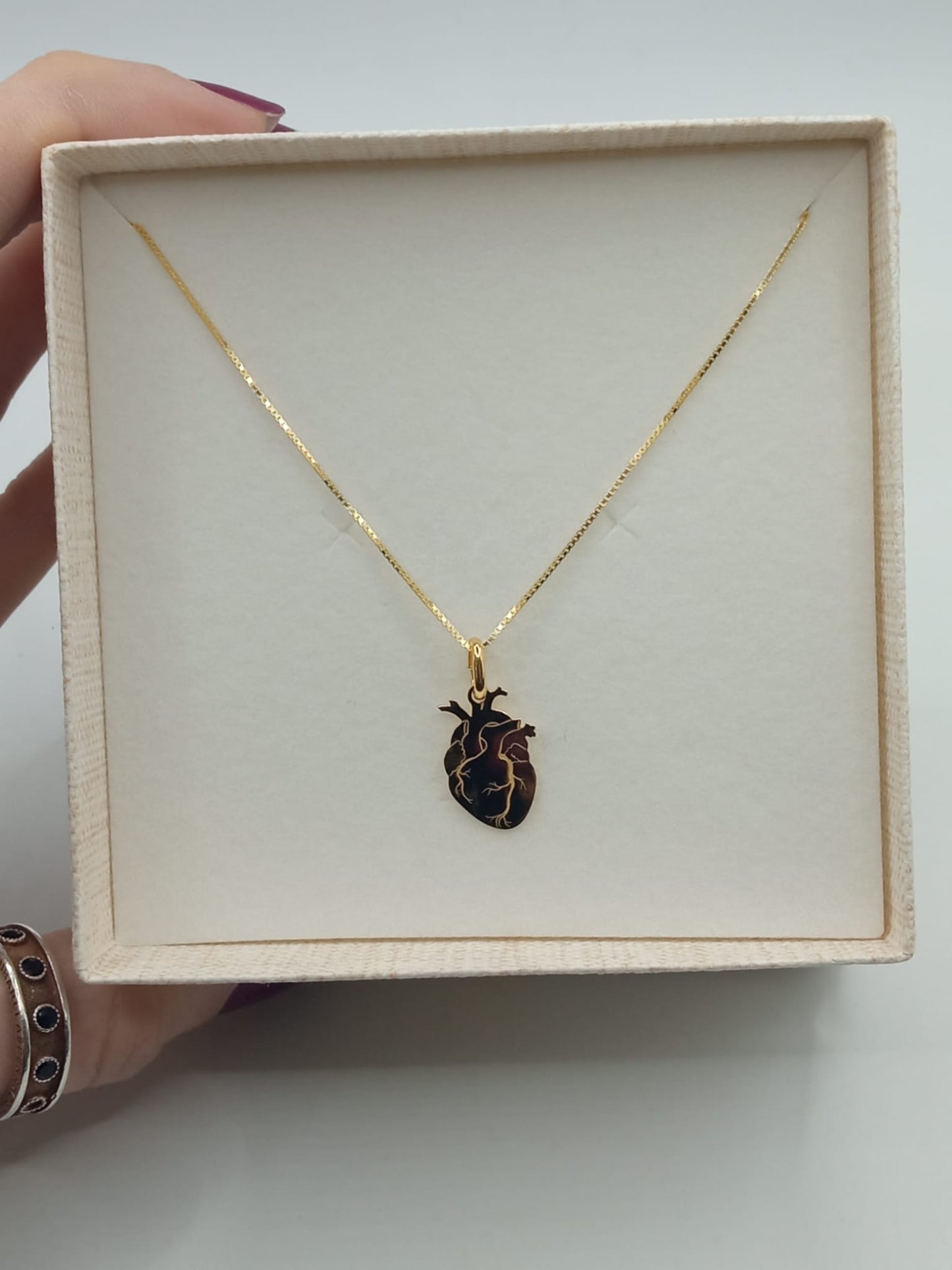 COLLANA CON CUORE ANATOMICO ARGENTO 925%