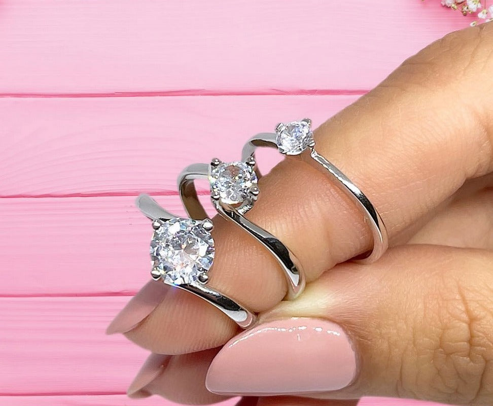 ANELLI SOLITARI IN ARGENTO 925%