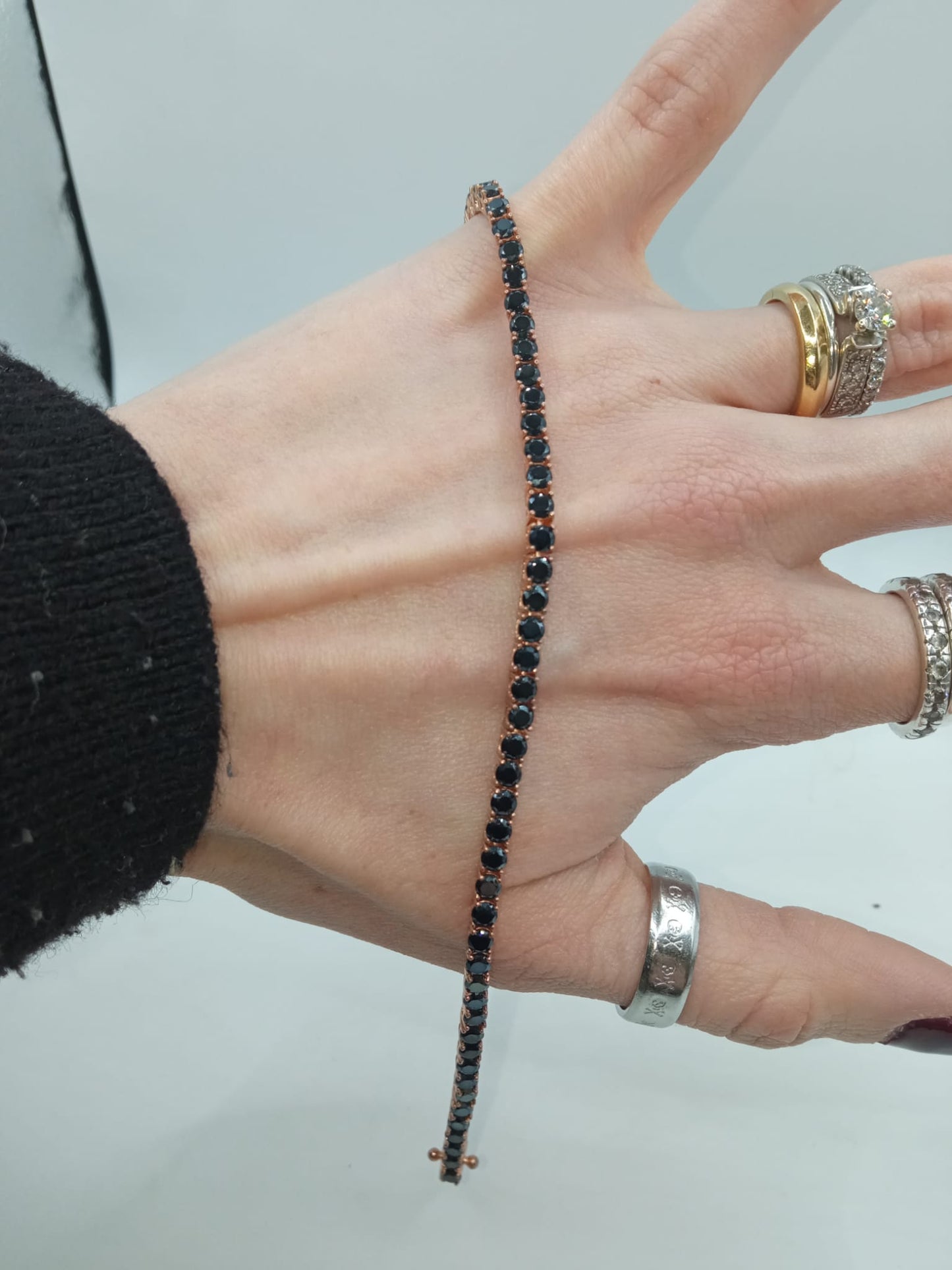 TENNIS 3MM NERO ARGENTO 925%