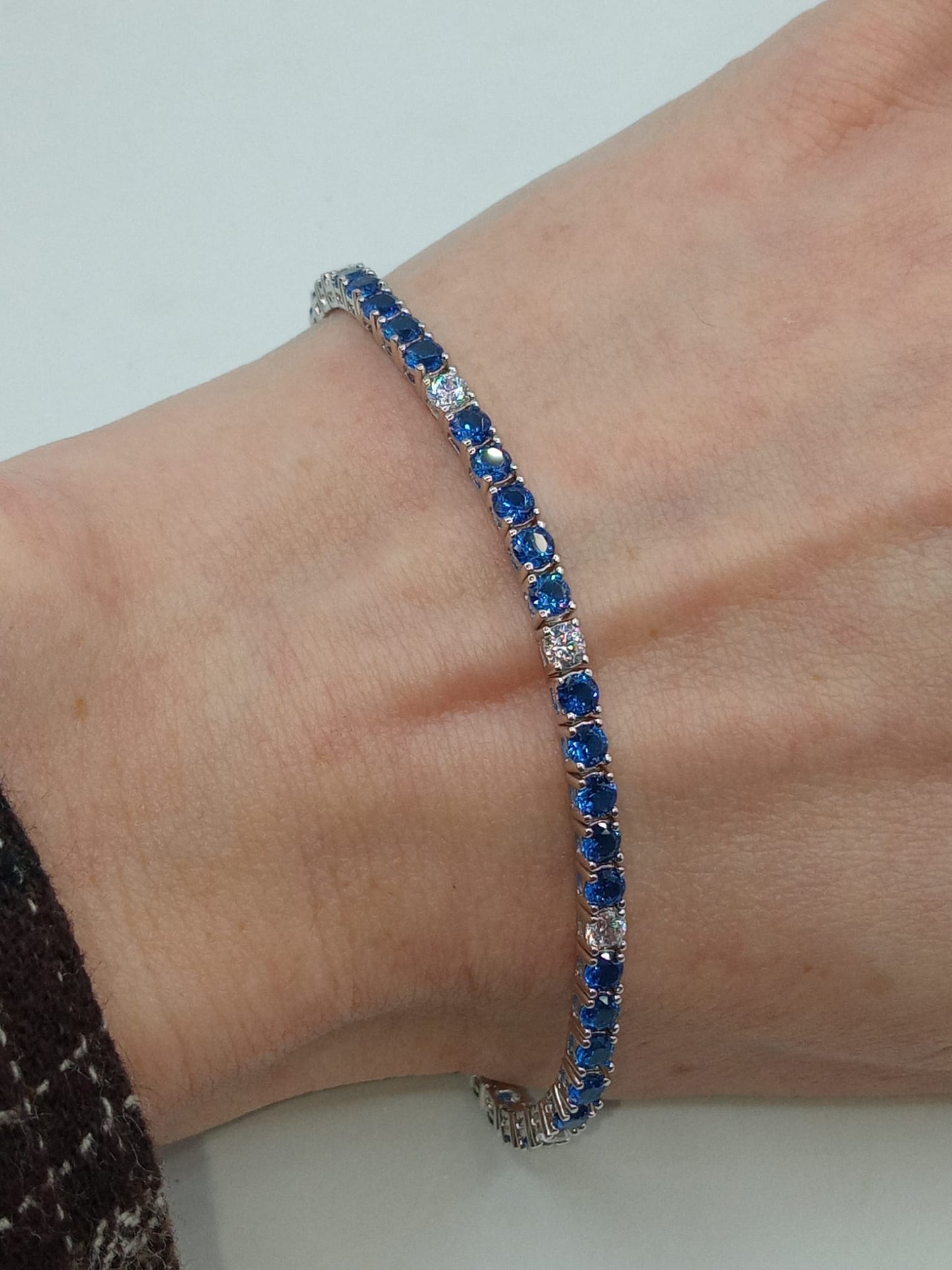 TENNIS 3MM BLU / ACQUAMARINA ARGENTO 925%