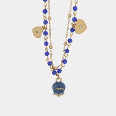 Coll. Amo capri doppiofilo   cristalli di sw. - collana con ciondolo - AMO CAPRI