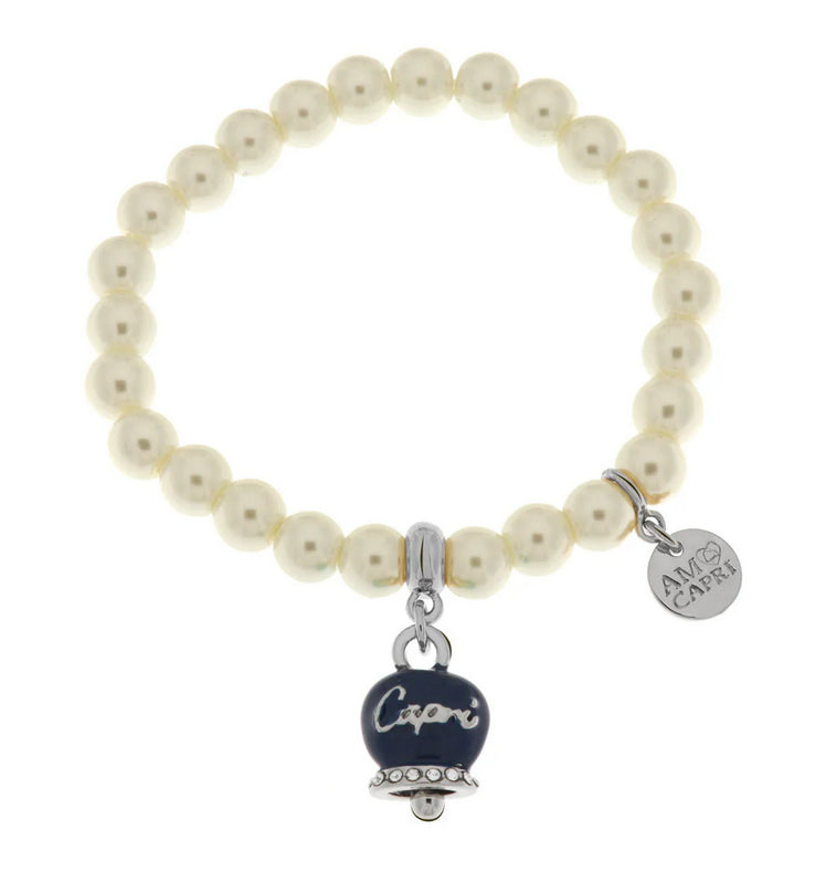 Br. Amocapri perle camp. Big scritta capri - bracciale - AMO CAPRI