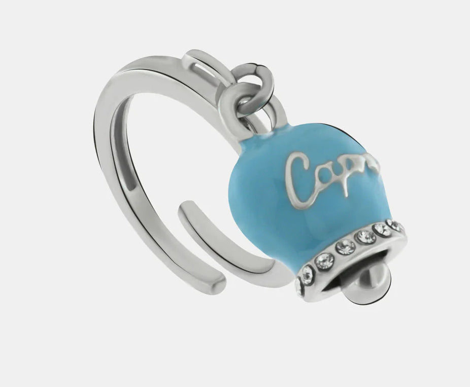 An. Amocapri con campanella scritta Capri e zirconi - Anello - AMO CAPRI