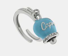 An. Amocapri con campanella scritta Capri e zirconi - Anello - AMO CAPRI