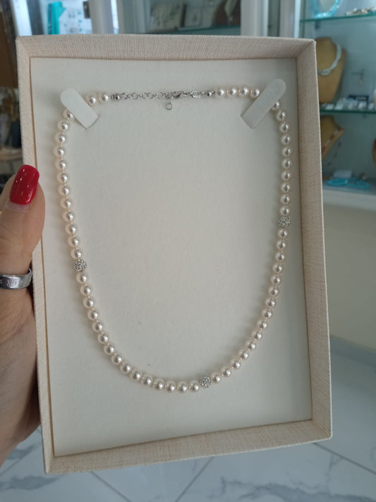 GIROCOLLO DI PERLE ARGENTO 925%
