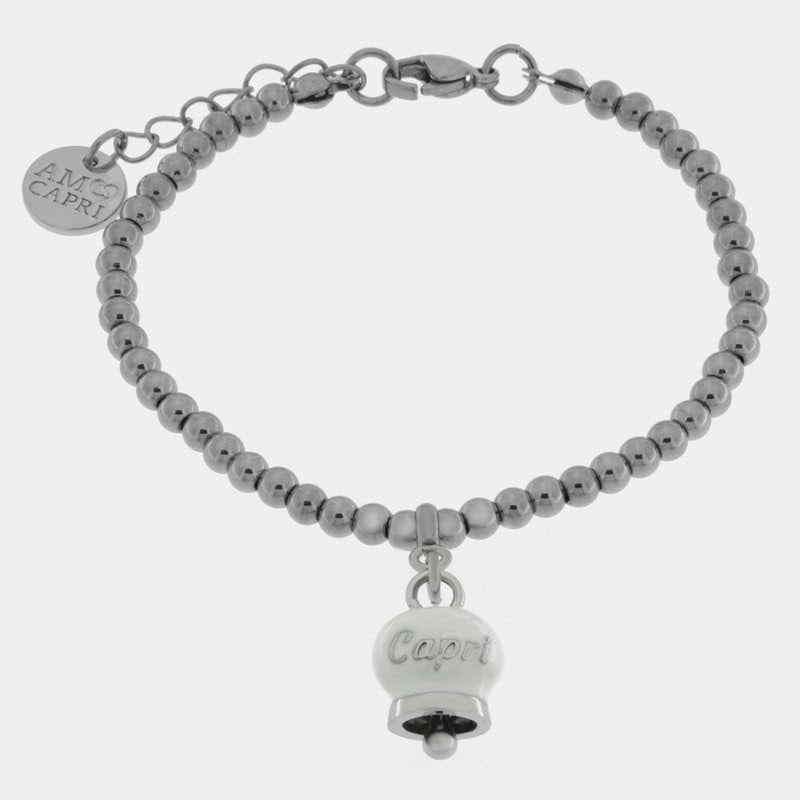 Br. Amocapri sfere e campanella scritta Capri - bracciale - AMO CAPRI