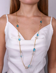 Coll. Amovenezia lunga con cristalli azzurri - collana - amo venezia