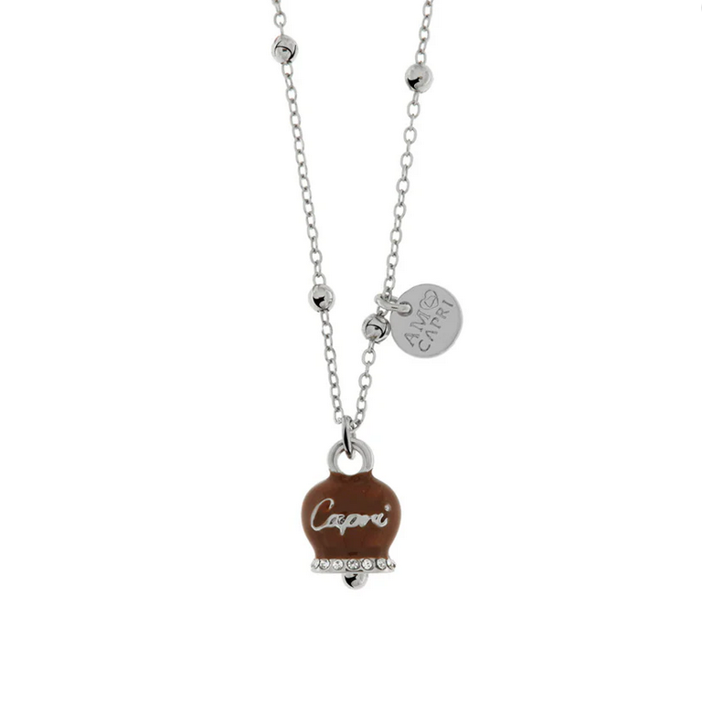 collana amo capri con campanella e zirc - collana con ciondolo - AMO CAPRI