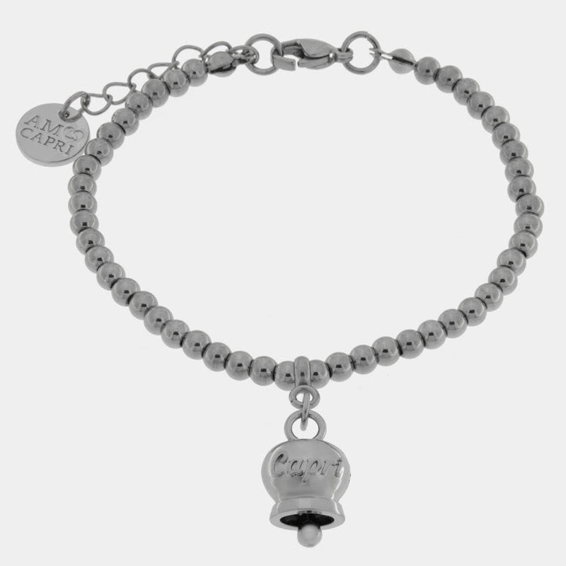 Br. Amocapri sfere e campanella scritta Capri - bracciale - AMO CAPRI