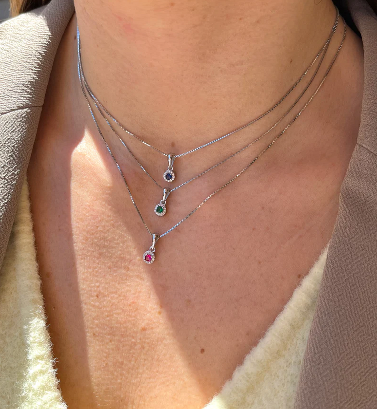 COLLANE CON CIONDOLI PUNTO LUCE COLORATI ARGENTO 925%
