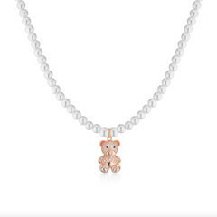 COLLANA DI PERLE CON ORSETTO ARGENTO 925%