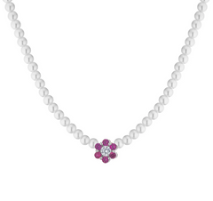 COLLANA DI PERLE CON FIORI ZIRCONATI ARGENTO 925%