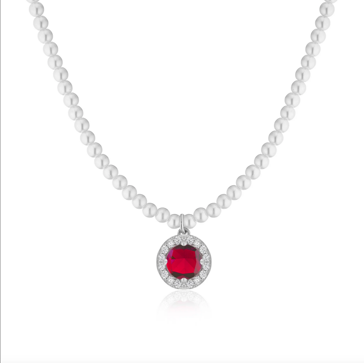COLLANA DI PERLE CON PUNTO LUCE ZIRCONATO ARGENTO 925%