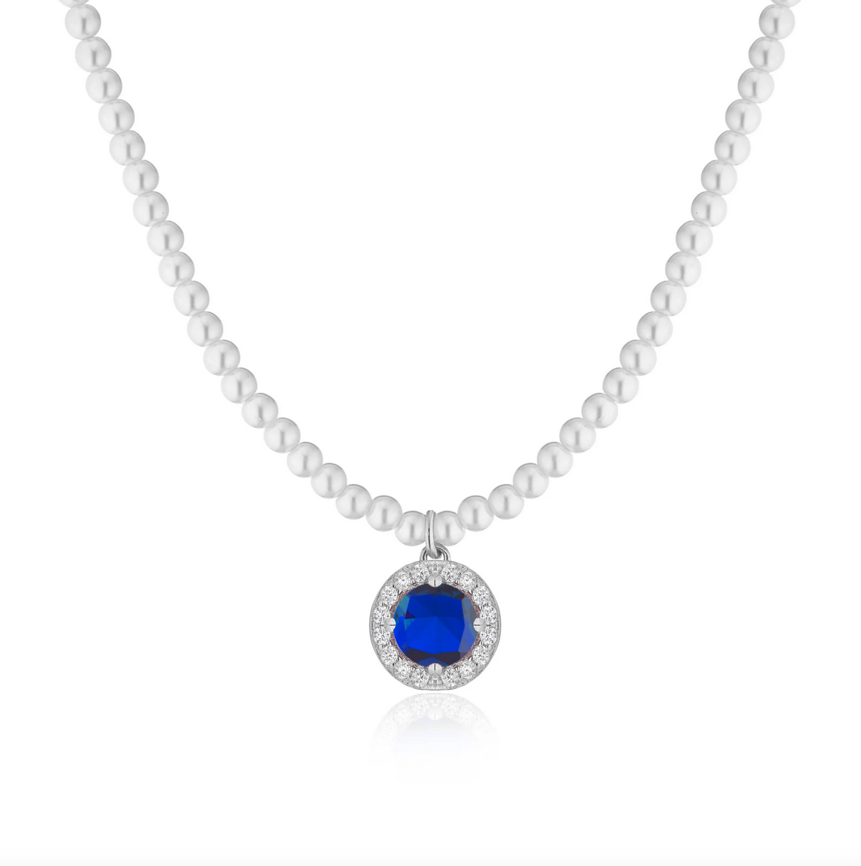 COLLANA DI PERLE CON PUNTO LUCE ZIRCONATO ARGENTO 925%