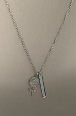 COLLANA CON GIRASOLE E PLACCHETTA IN ACCIAO