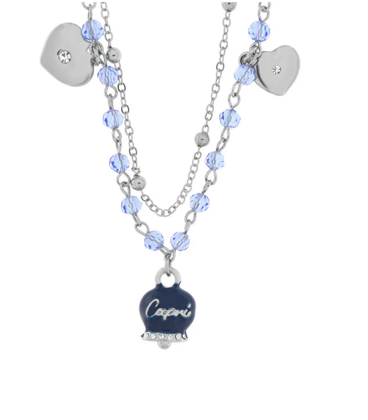 Coll. Amo capri doppiofilo   cristalli di sw. - collana con ciondolo - AMO CAPRI