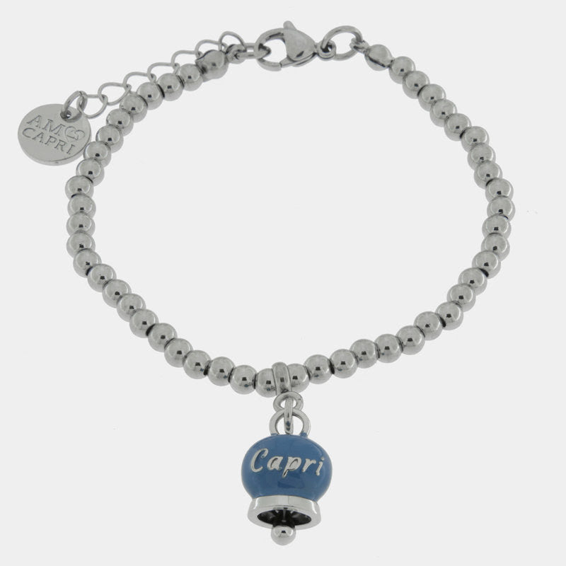 Br. Amocapri sfere e campanella scritta Capri - bracciale - AMO CAPRI