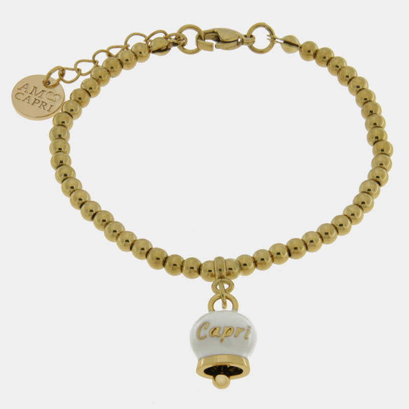 Br. Amocapri sfere e campanella scritta Capri - bracciale - AMO CAPRI
