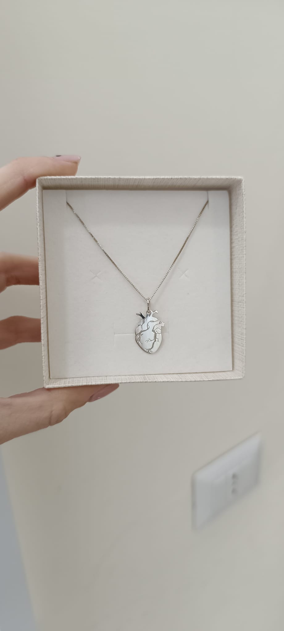 COLLANA CON CUORE ANATOMICO ARGENTO 925%