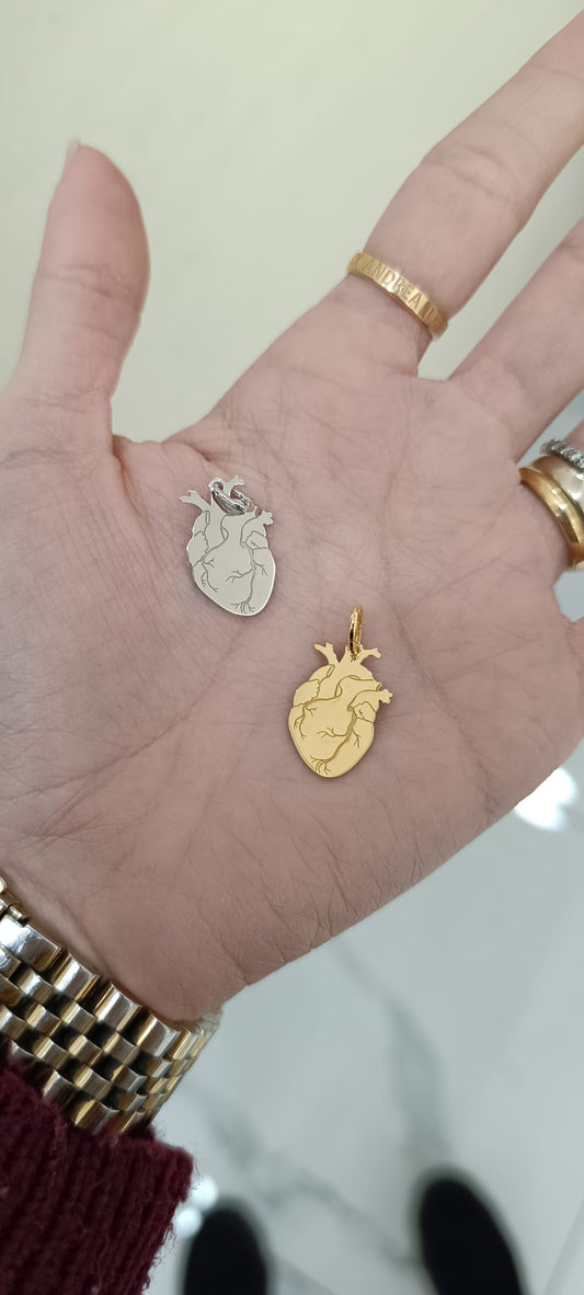COLLANA CON CUORE ANATOMICO ARGENTO 925%