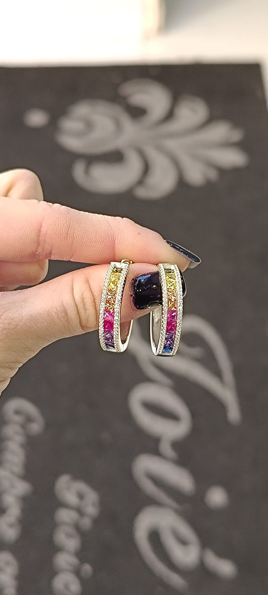 ORECCHINI A CERCHIO MULTICOLOR DIDI ARGENTO 925%