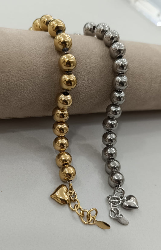 BRACCIALE A SONAGLIO CON CUORE PICCOLO ACCIAIO