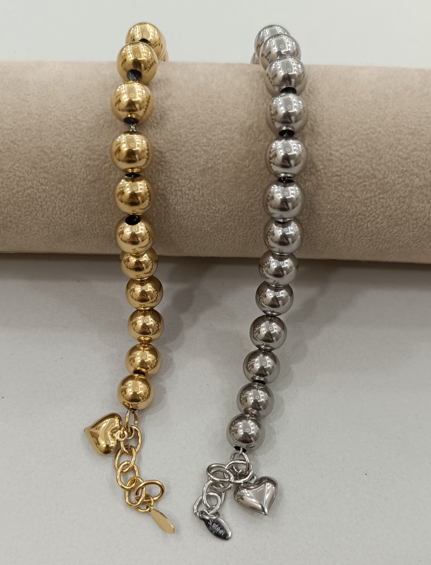 BRACCIALE A SONAGLIO CON CUORE PICCOLO ACCIAIO