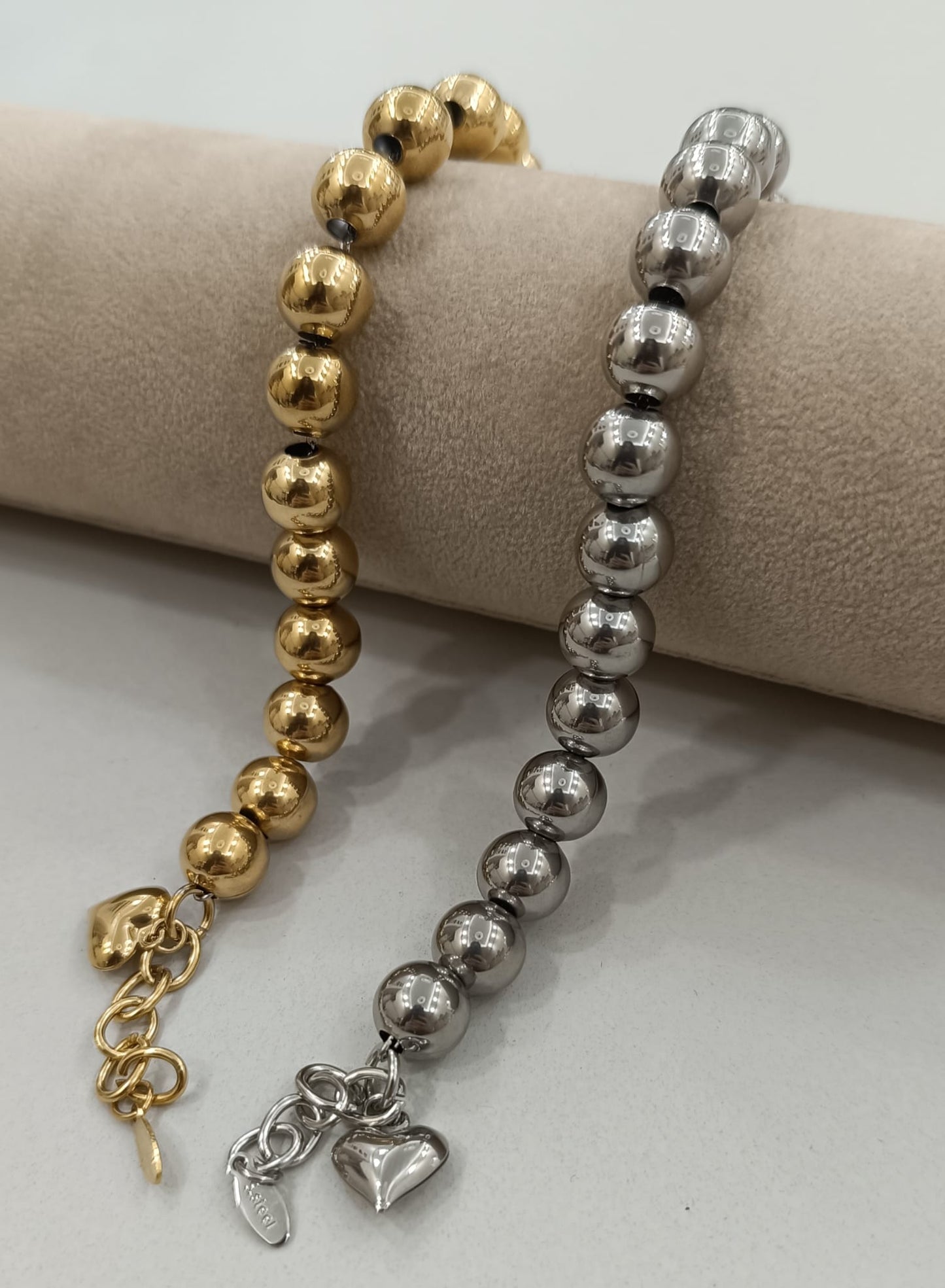 BRACCIALE A SONAGLIO CON CUORE PICCOLO ACCIAIO