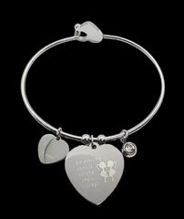 BRACCIALE RIGIDO CON CUORE A PLACCHETTA PERSONALIZZABILE