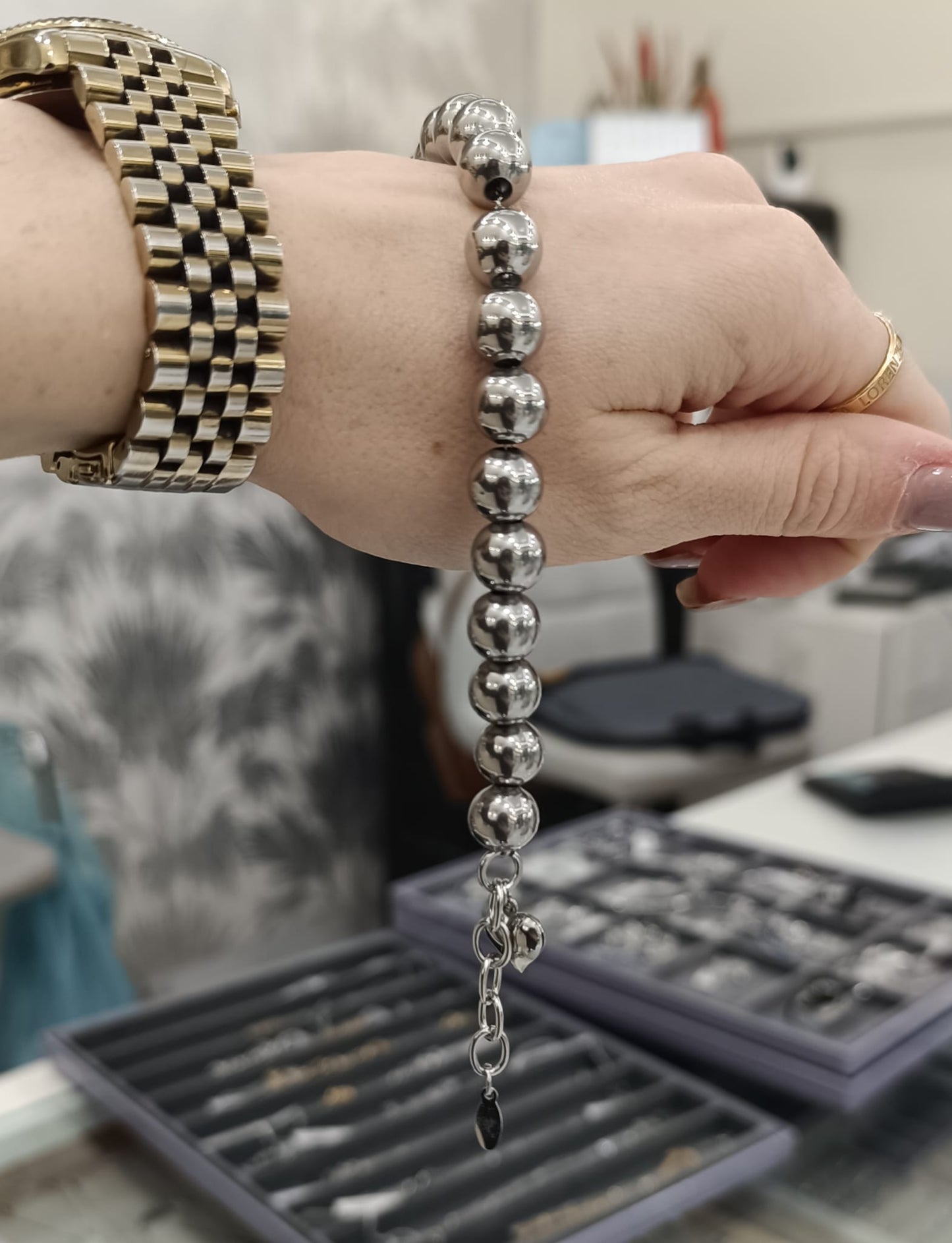 BRACCIALE A SONAGLIO CON CUORE PICCOLO ACCIAIO
