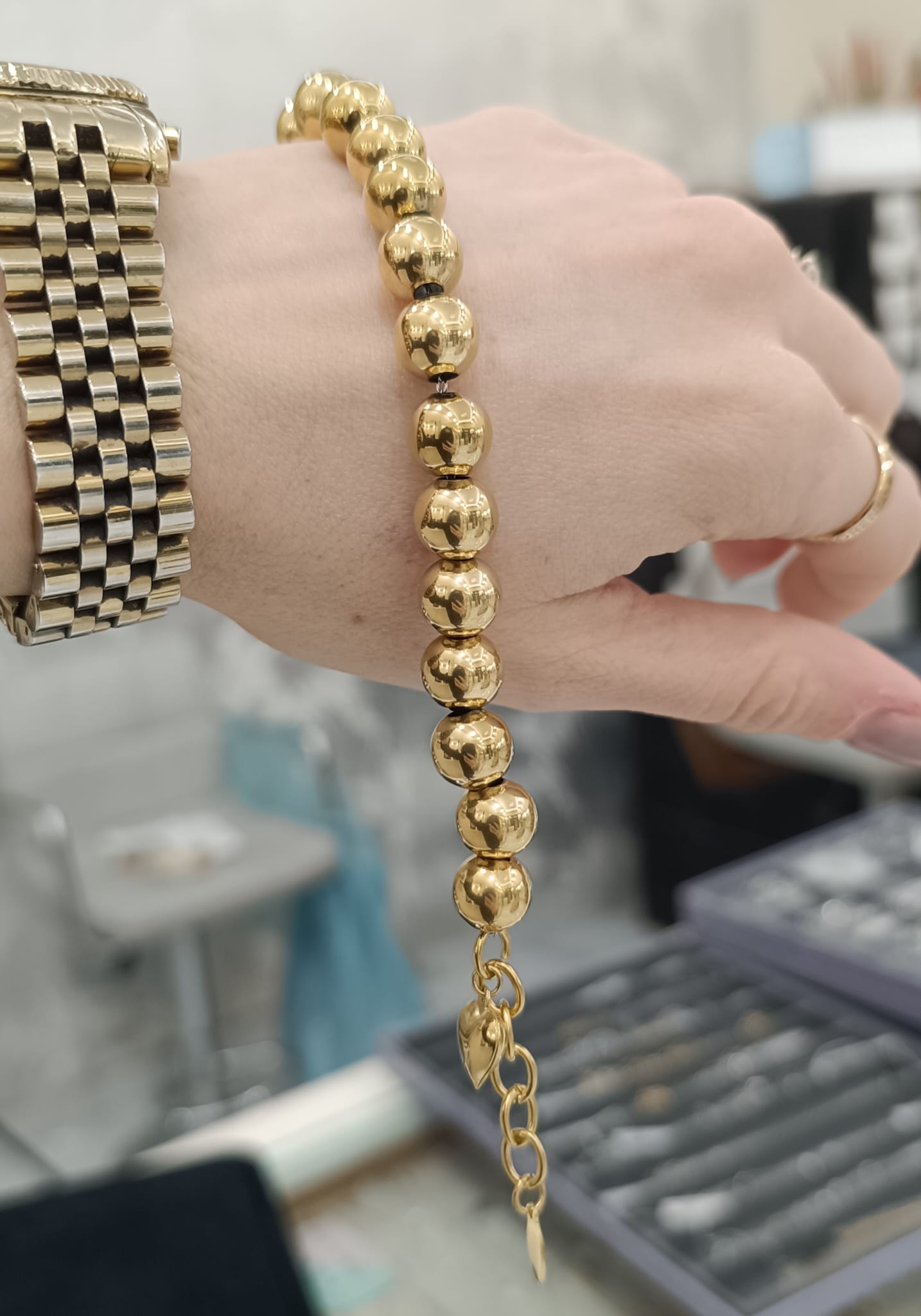 BRACCIALE A SONAGLIO CON CUORE PICCOLO ACCIAIO