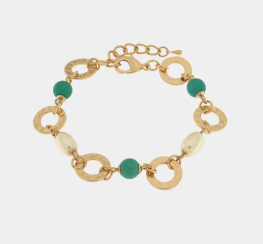 Br.  Amovenezia con pietre verdi e perle - bracciale - amo venezia