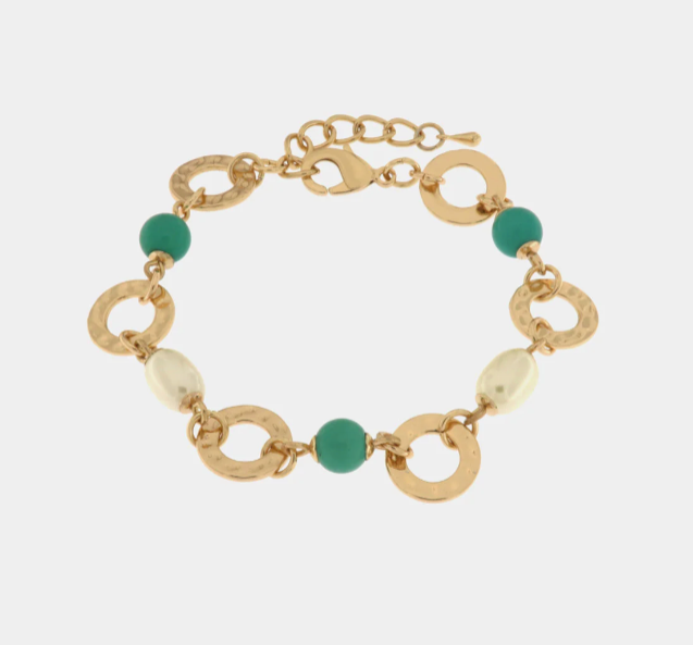 Br.  Amovenezia con pietre verdi e perle - bracciale - amo venezia