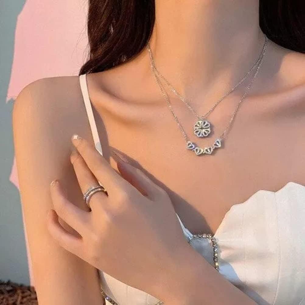 COLLANA MAGNETICA QUADRIFOGLIO ARGENTO 925%