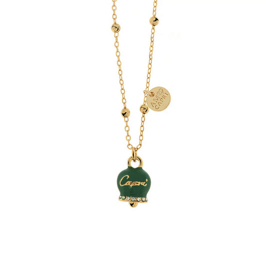Coll. Amo Capri con ciondolo scritta Capri e zirconi - collana - AMO CAPRI