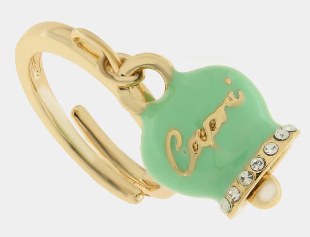 An. Amocapri con campanella scritta Capri e zirconi - Anello - AMO CAPRI