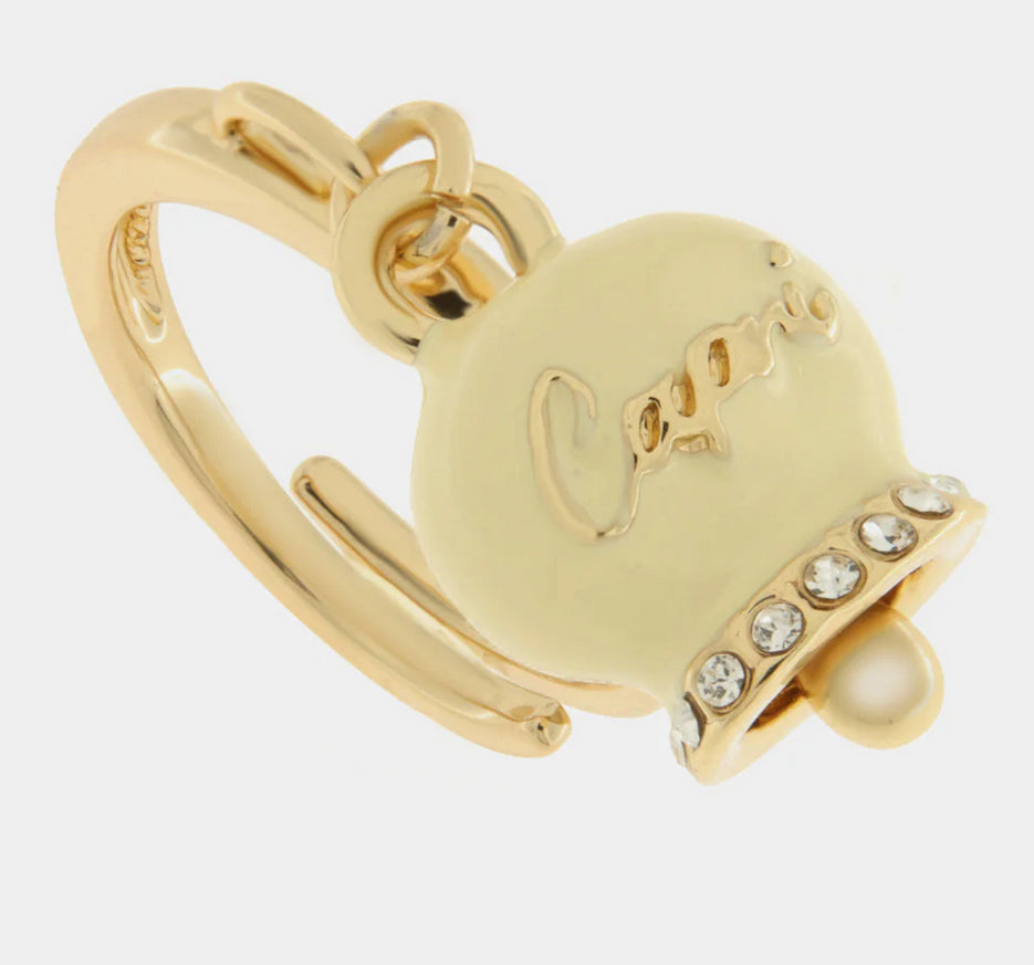 An. Amocapri con campanella scritta Capri e zirconi - Anello - AMO CAPRI