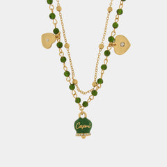 Coll. Amo capri doppiofilo   cristalli di sw. - collana con ciondolo - AMO CAPRI